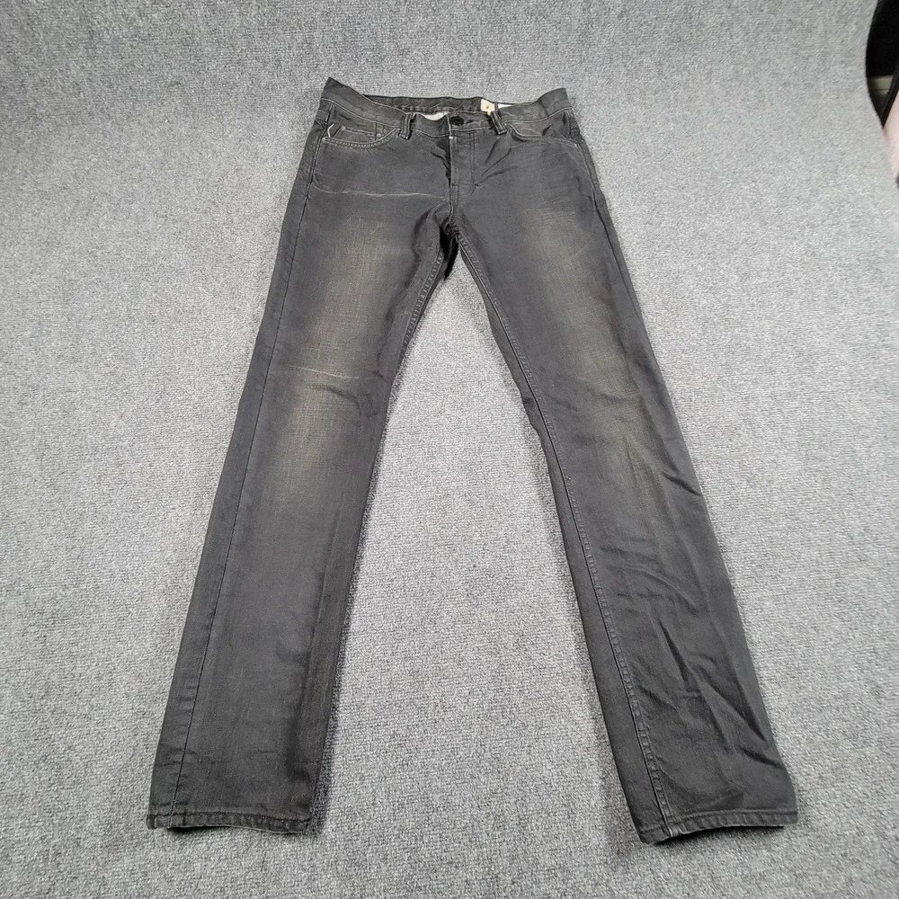 AllSaints Exhaust Iggy Jeans Mens 32x32 Black Charcoal Wash Slim Skinny Denim‎